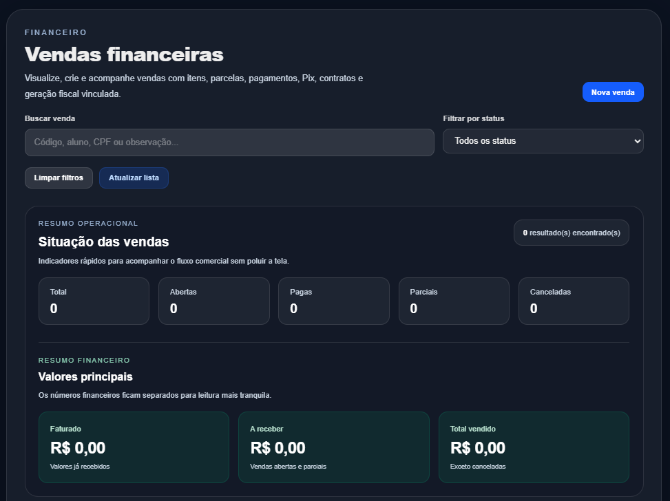 Vendas e financeiro